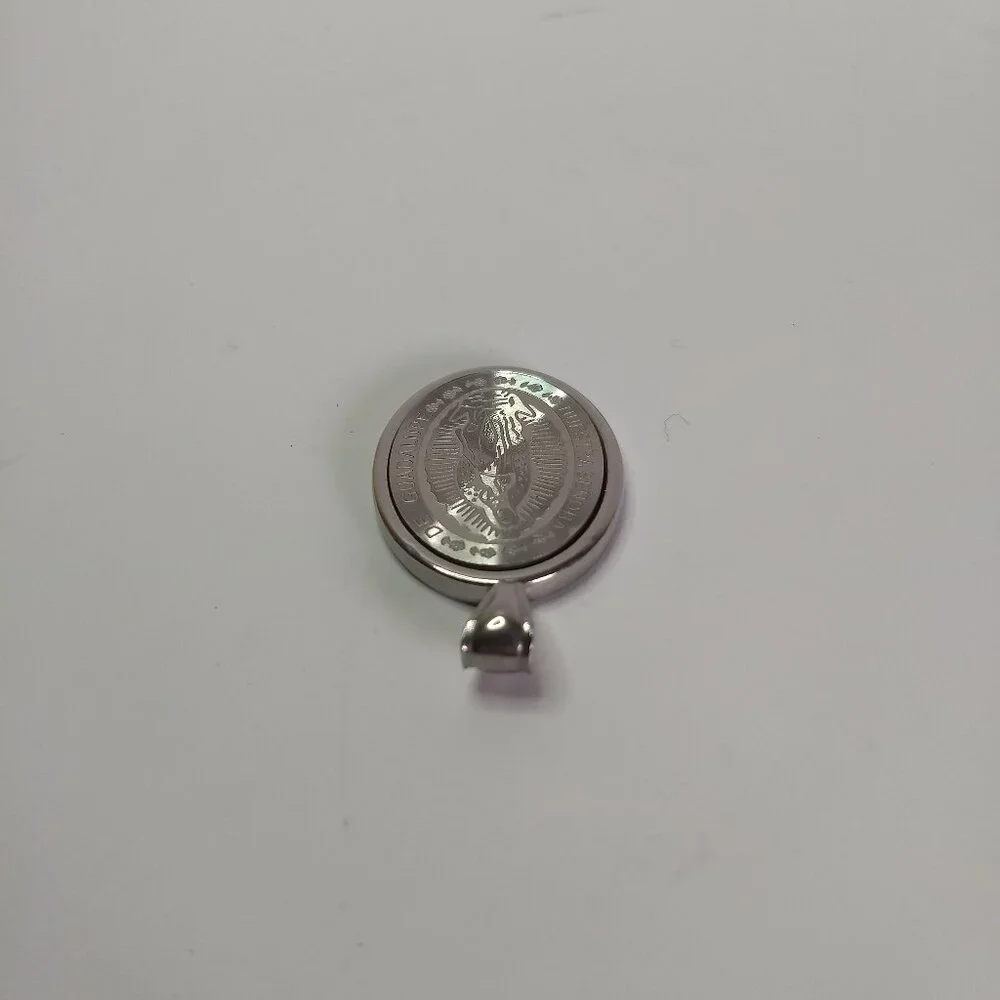 Nuestra Senora De Guadalupe Etched Oval Stainless Steel Pendant Religious Gift